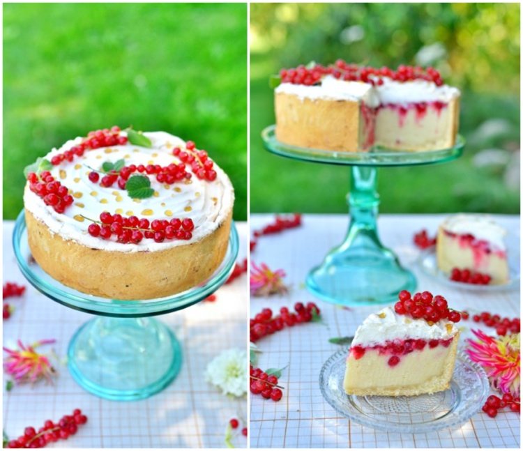 Vegánsky tvarohový koláč s ríbezľami a pusinkou