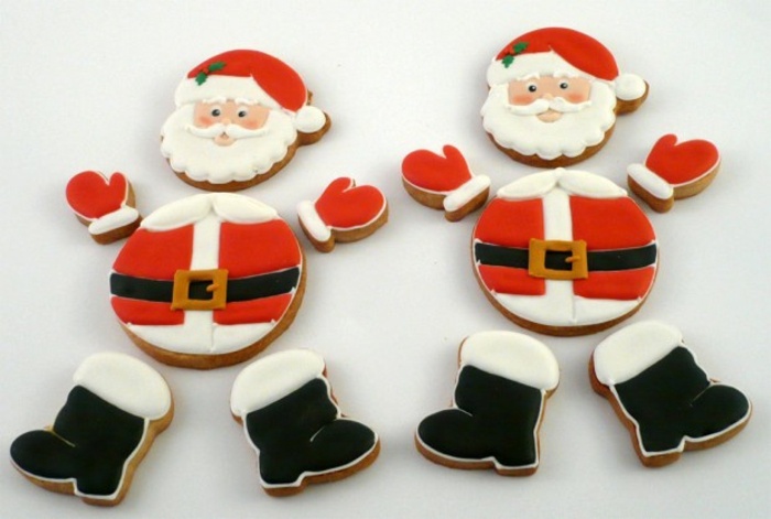 skvelé nápady na perníky Santa Claus so spojenými časťami tela Časti tela Santa Clausa cookies