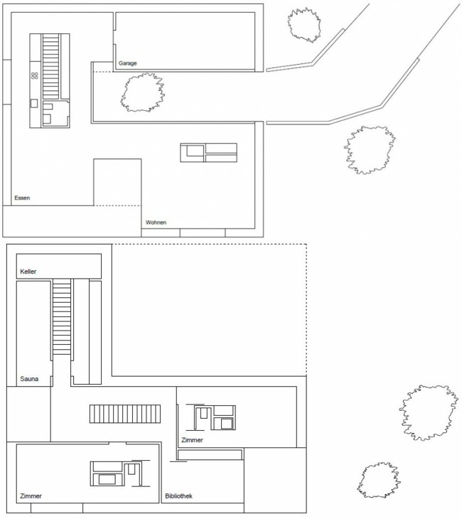 Plán svahu modernej architektúry Pohľad na architektúru terénu vyššie
