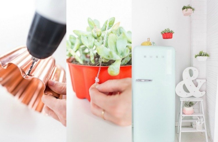 Vyrobte si závesné košíky z tortových foriem sami forma na pečenie koláčov-výsadba-formy na tortu-záhradná dekorácia-zavesenie-kvetov-vyrobte si svojpomocne