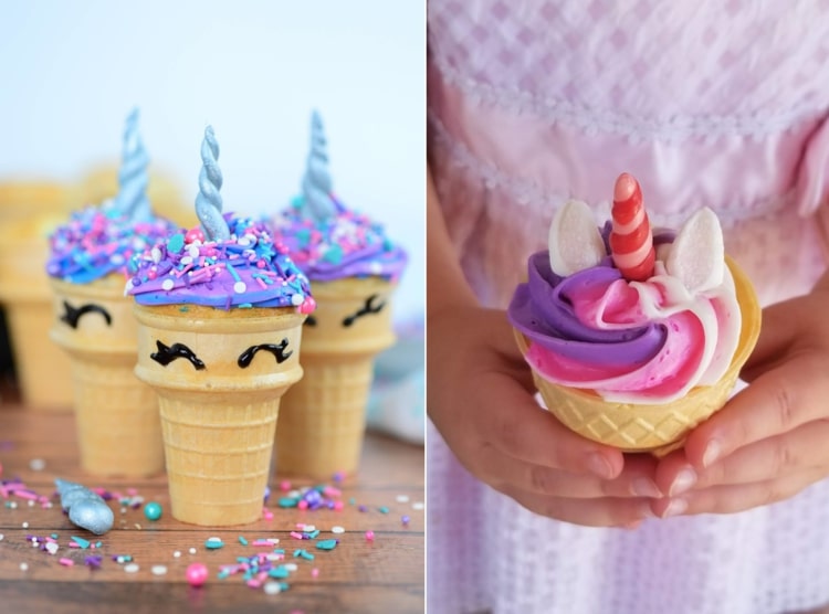 Jednorožecký koláč vo vaflovom pohári s farebnou polevou