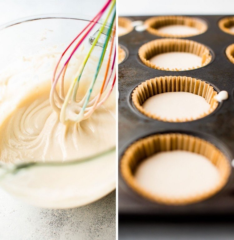 Pečte jednoduché košíčky Recept na koláč-s-prekvapením-príprava-cesta-cupcakes