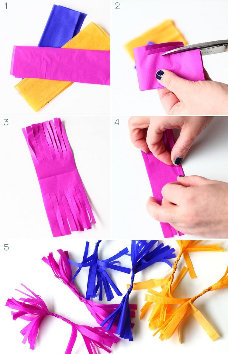 inštrukcie strapce hodvábny papier farebný