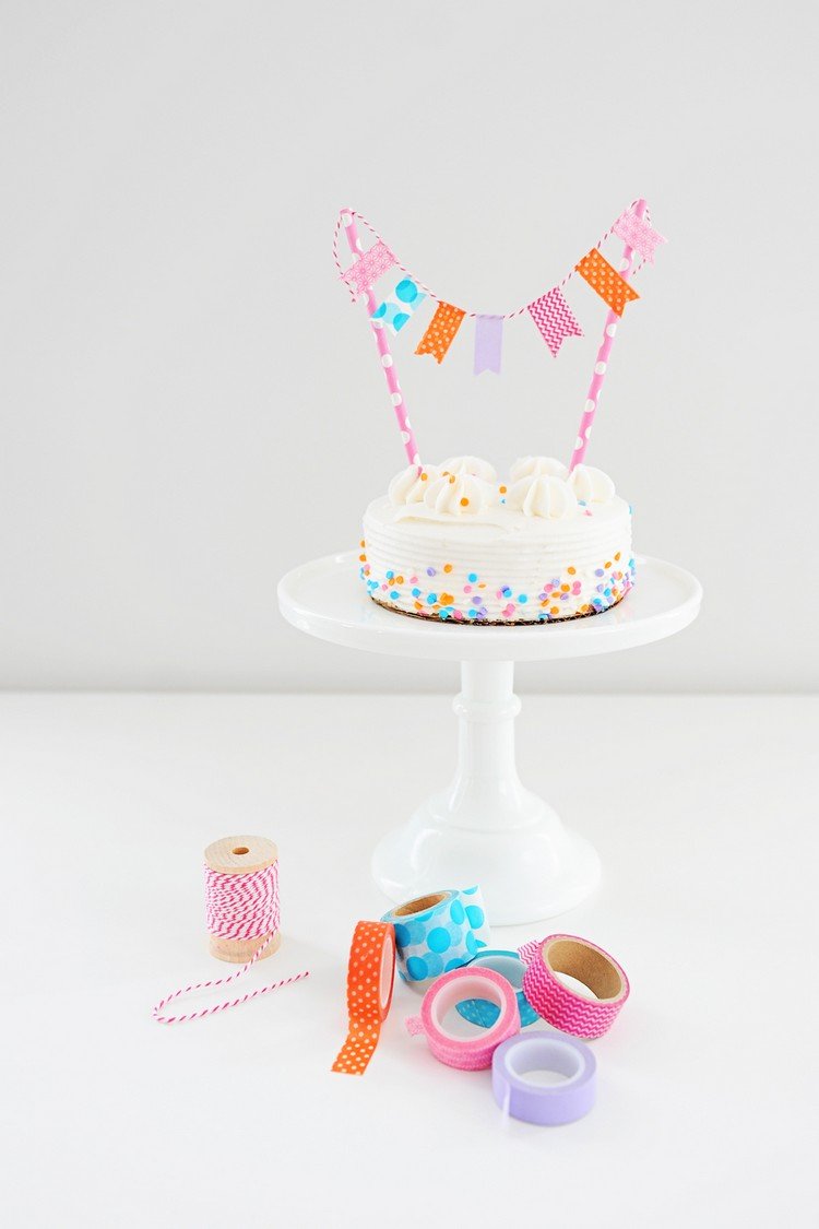 nápady na dekoráciu koláčov lacné girlandy na pásky washi