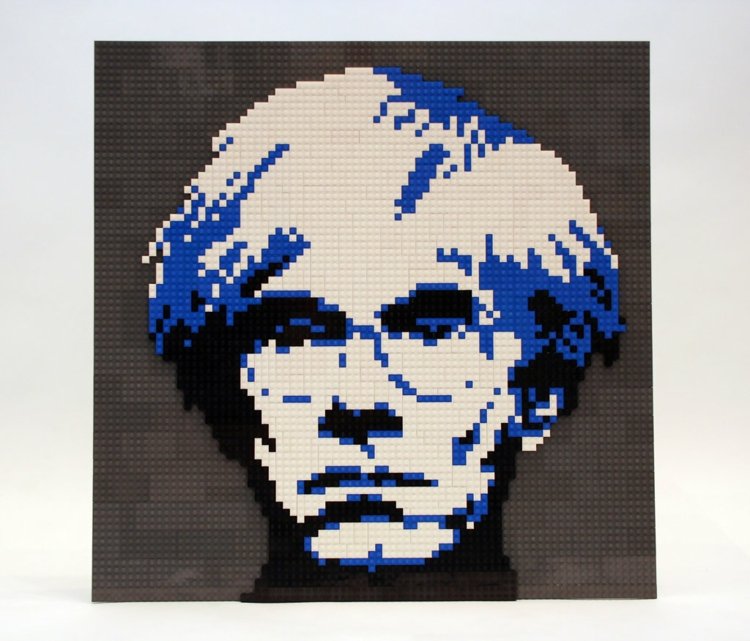 Lego art - Andy Warhol art-lego-andy-warhol-portrét-modro-bielo-čierny