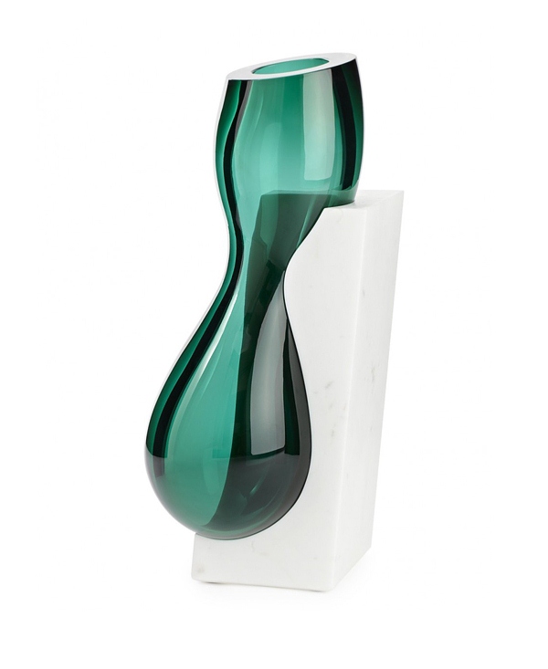 zelená váza, tvar presýpacích hodín, moderná dekorácia Moderný dekoračný dom v tvare presýpacích hodín