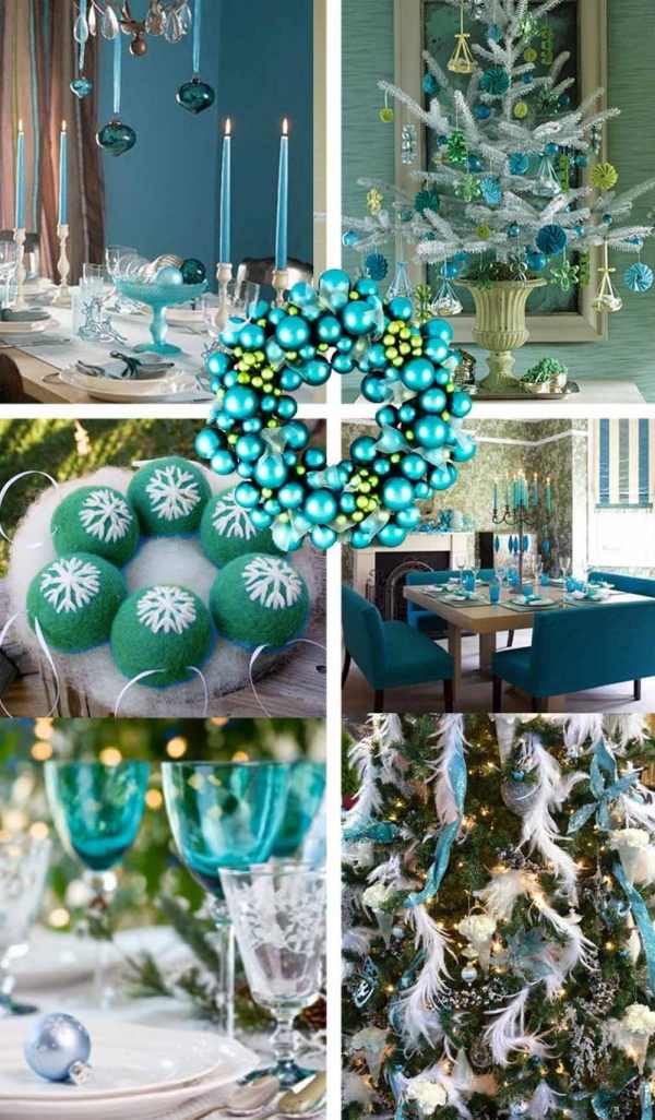 modrozelená vianočná výzdoba inšpirácie vianočný stromček modrozelená vianočná výzdoba nápady dom vianočný stromček