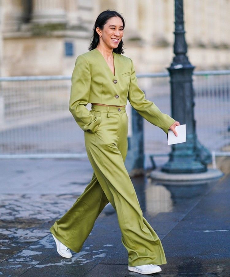 Marlene nohavice outfit krátke blejzre kombinovať na jar