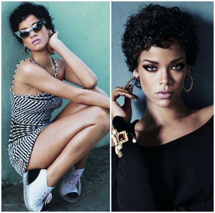 Pixie účes od Rihanny s kučeravými vlasmi