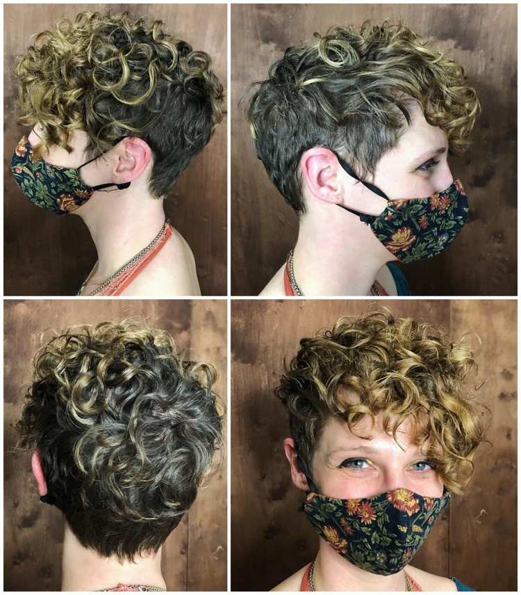 krátke vlasy s kučerami a podrezaným účesom