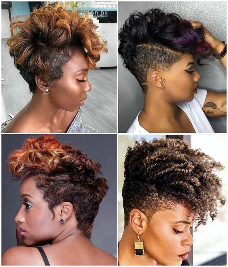 Účes Mohawk Pompadour s afro kučerami