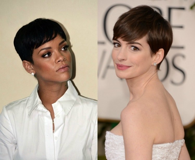 Štýl krátke vlasy -hviezdy-pixie-rihanna-anne-hathaway