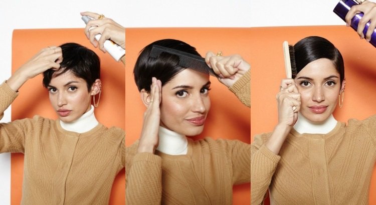 krátke vlasy-styling-návod-pixie-strana-lúčenie-hladké