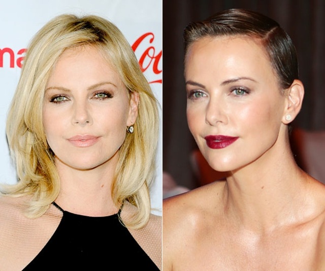 krátke vlasyCharlize Theron tmavé vlasy blond-ramenne-vlasy-cierne-saty