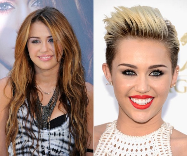 Svetlé tipy pre korienky vlasov Miley Cyrus Teenager-Ikona-Červené-Pery-Biele-Top