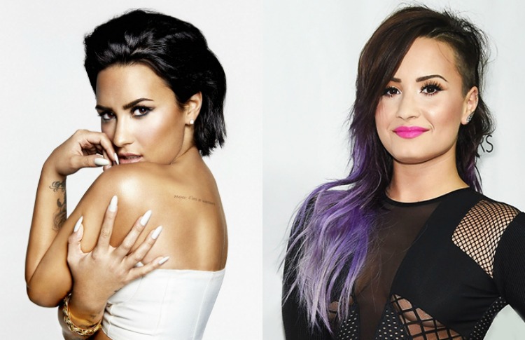 Demi Lovatto dnes s krátkymi čiernymi vlasmi krátke účesy-ženy-hviezdy-pred-po-demi-lovato