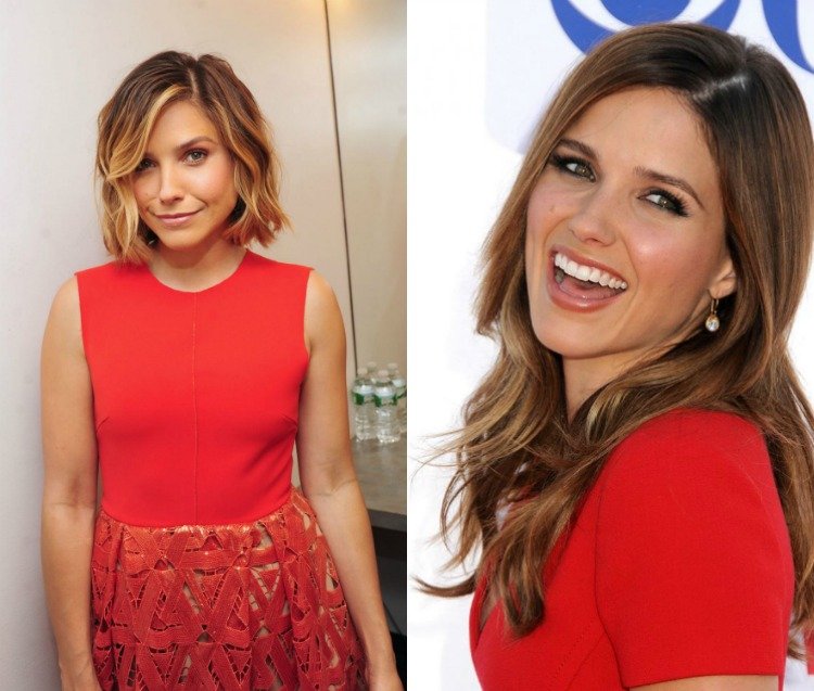 Herečka Sophia Bush si v roku 2016 dala skrátiť vlasy krátke účesy-ženy-hviezdy-pred-po-sofii-kríku