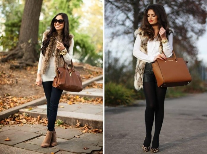 farbená-plyšová-faux-kožušina-vesty-s-šikovným uzáverom-hnedá-kožená taška