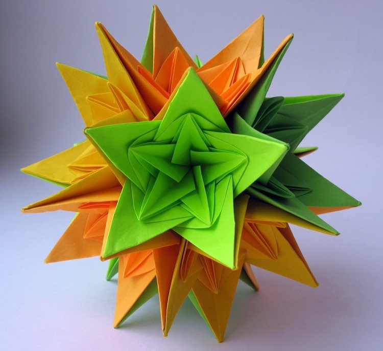 North Flowers Kusudama Star Zelená Oranžová
