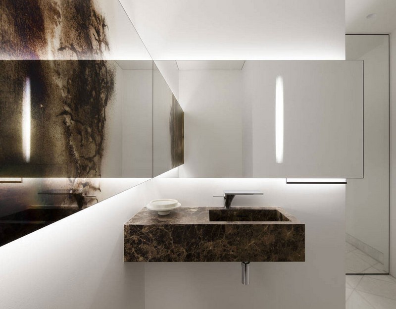 Nepriame osvetlenie v kúpeľni vedľa zrkadla Svietidlá a svetlá-kúpelňa-moderný dizajn-nápady