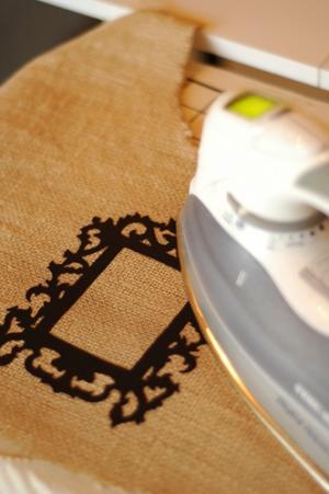 nažehľovacie transfery vinobranie rám juta žehlenie tienidlo