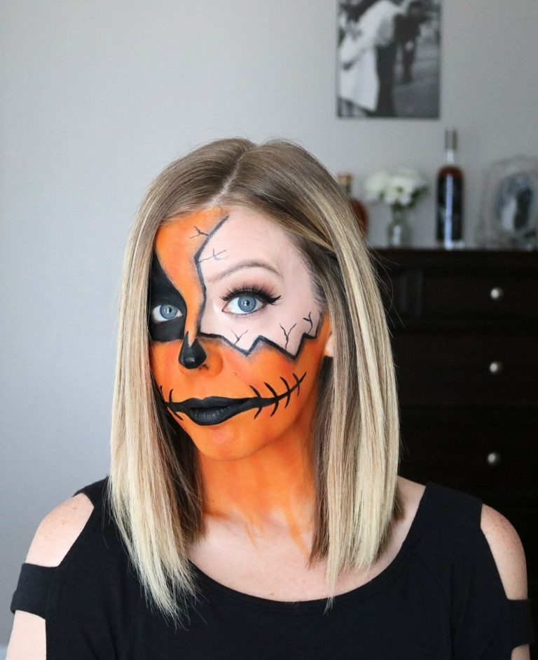 Tekvicový make-up návod Halloween make-up tipy ženy