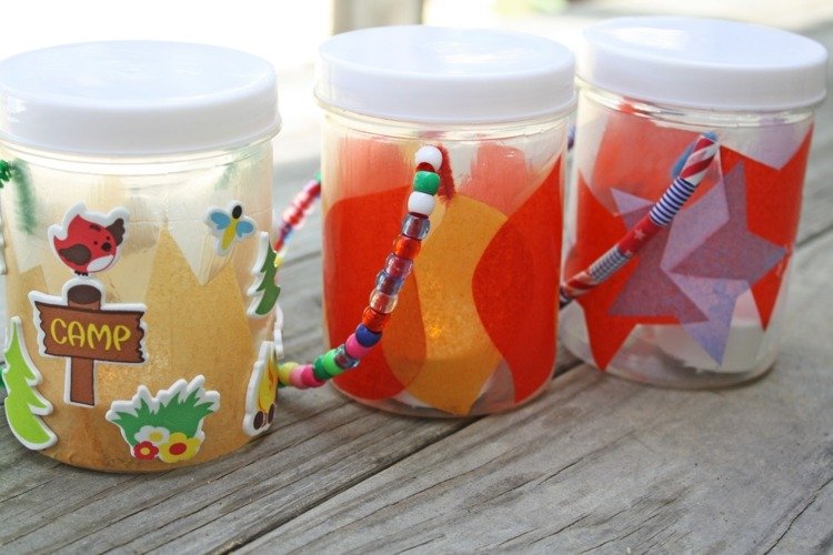 Lampáš-urob si sám drotár-plast-jar-veko-ručné-korálky-dekorácie-papierové obrúsky-jesenné lístie-hviezdy