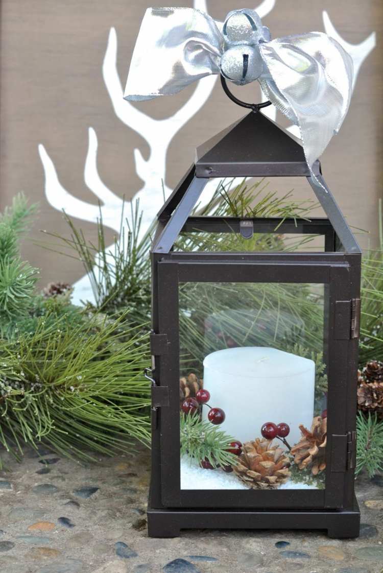 lampáš vianočné ozdobenie sviečky borovicová šiška moderné deco