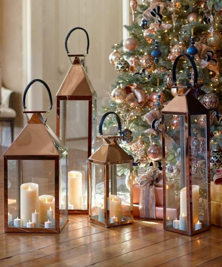 lampáš na vianočné zdobenie sviečok jednoduchá moderná kovová mosadz