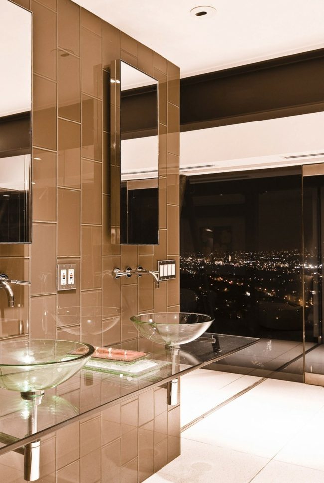 hnedé obklady a dlažby sklenený dizajn kúpeľňového nábytku hnedé obklady na stenu sklenené nápady dizajnu kúpeľňového nábytku