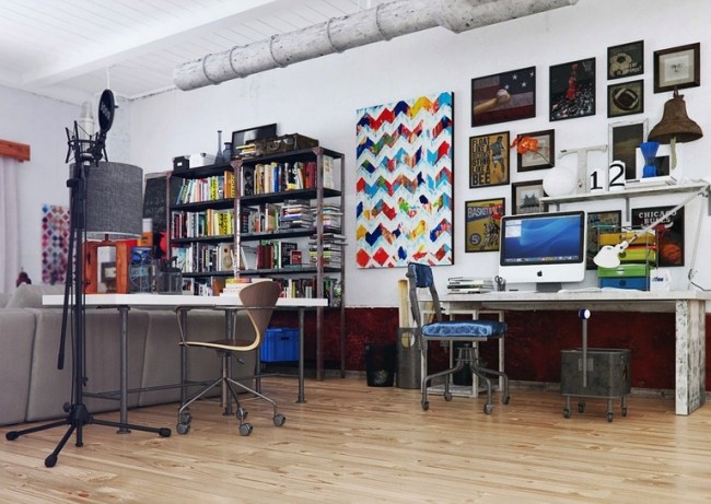 Interiérová dekorácia steny domácej kancelárie vzor 3D vizualizácia farieb