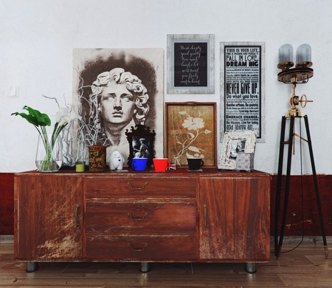 3D vizualizácia interiérový dizajn vintage skriňa interiér Romi Volentino