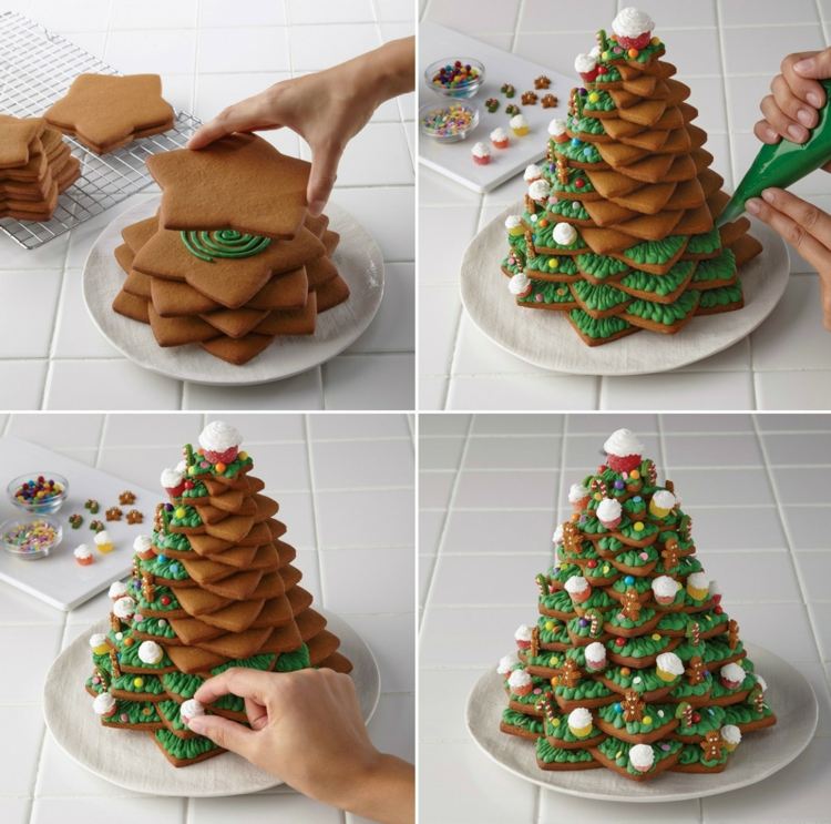 pečenie perníkových hviezd-budova-vianočný strom-glazúra-zelená-deko-trvanlivé