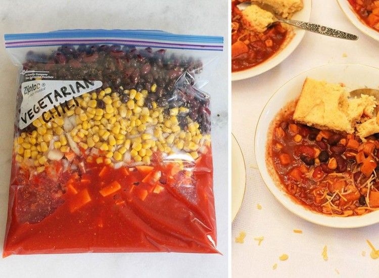 Recepty na prípravu a mrazenie vegetariánskeho chilli v mraziacich vreckách