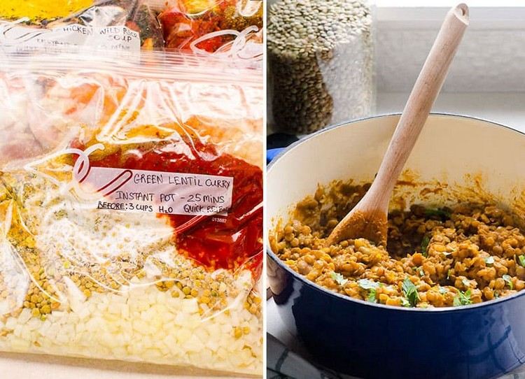 Kari pokrmy na zmrazenie šošovicových kari surovín