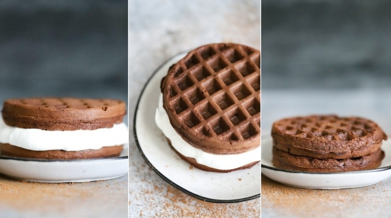 Oblátky zo syra Oreo vyrobené z kakaa s krémovou náplňou