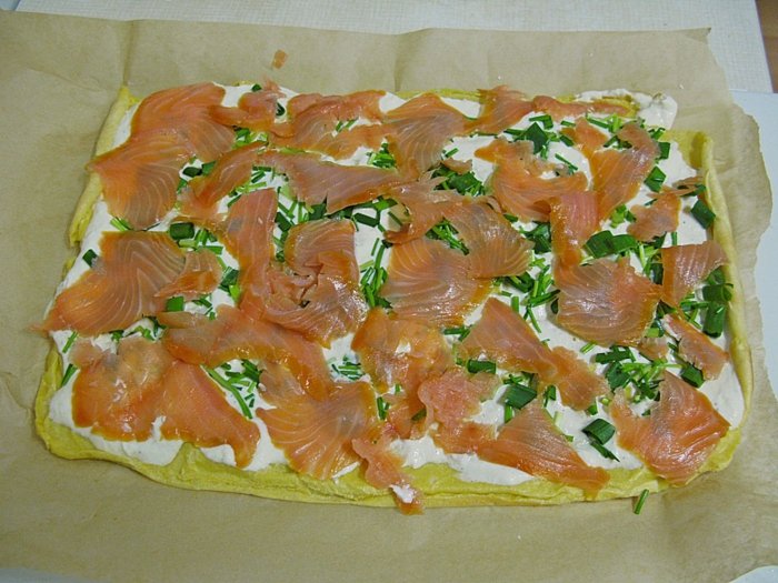 papier na pečenie s údeným lososom a Schittauchom