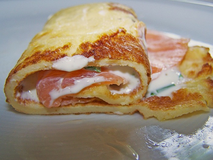 lahodné palacinky s údeným lososom