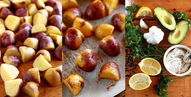 pikantné zemiaky recept avokádový majonéza cesnakový dip