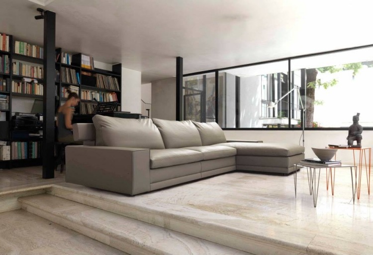 Kožená rohová sedačka -spacia funkcia-hnedá-SB-61-momento-italia