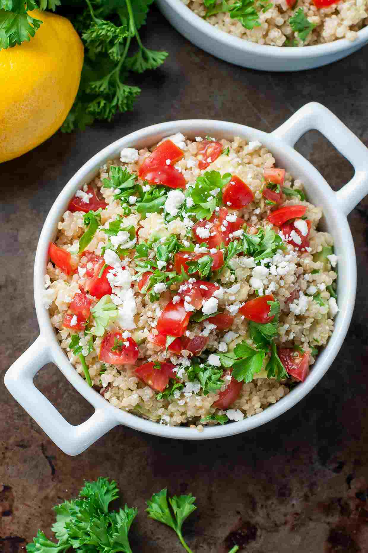 Letné šaláty Quinoa Feta Paradajkový šalát