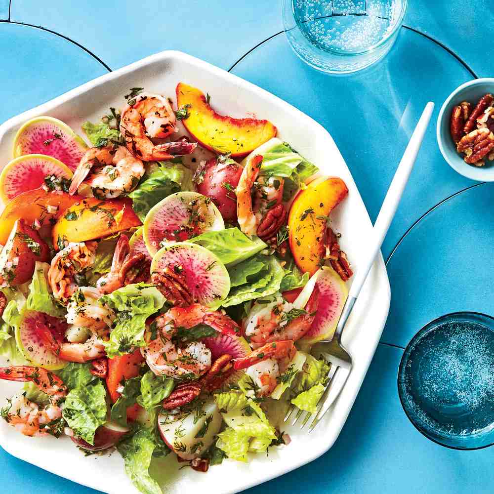 Letné šaláty Krevetový šalát Marhuľové plody mora