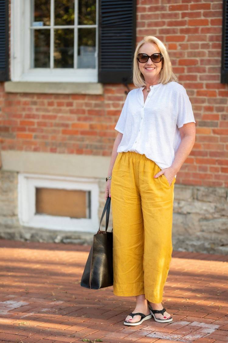 Aké topánky nosiť ľanové nohavice, dámske trendové farby 2021