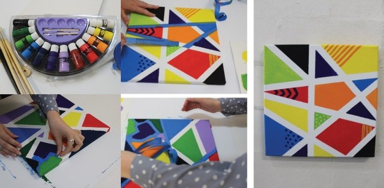 Maliarske plátno s detskými nápadmi na washi pásky