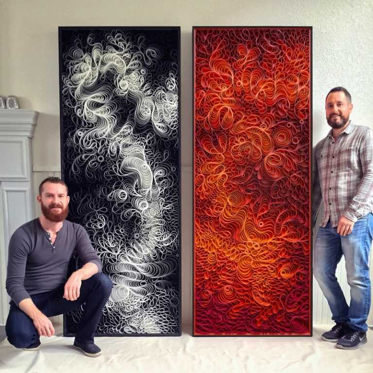 Obrazy na plátne Ombre od Stallmana výtlačky na plátno s efektom ombre stallman art oranžová farba ohňa čierna a biela