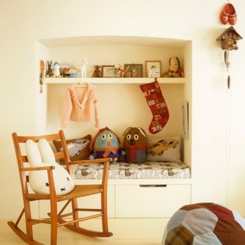 hojdacie kreslo hodiť vankúše nápady na čítanie kútik zriadený v detskej izbe