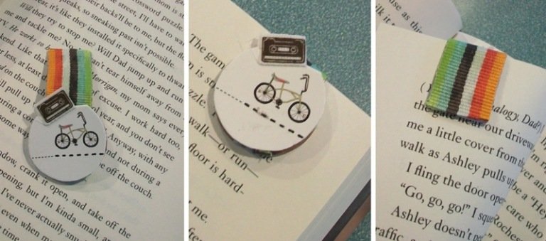 Skladacia záložka s magnetom urobte si záložky sami motív magnetických klapiek vlajkový bicykel motív