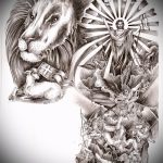 oroszlán tetoválás vázlata a hátán 3