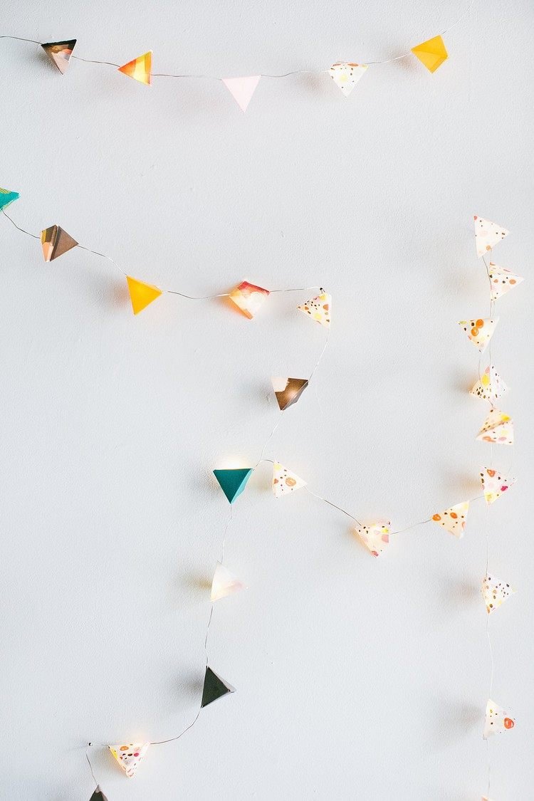 Tinker Fairy svieti dekorácia na papier-origami-geometrické tvary-stena