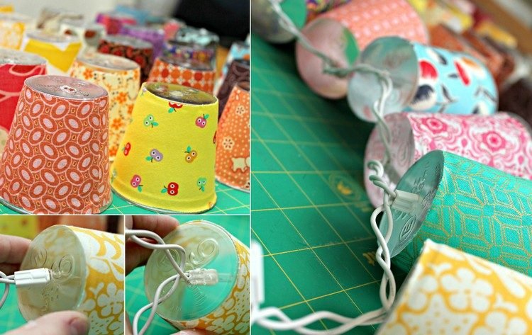 rozprávkové svetlá-drotár-látka-hrnček-farebné-rozprávkové svetlá-veniec-vyrob si sám